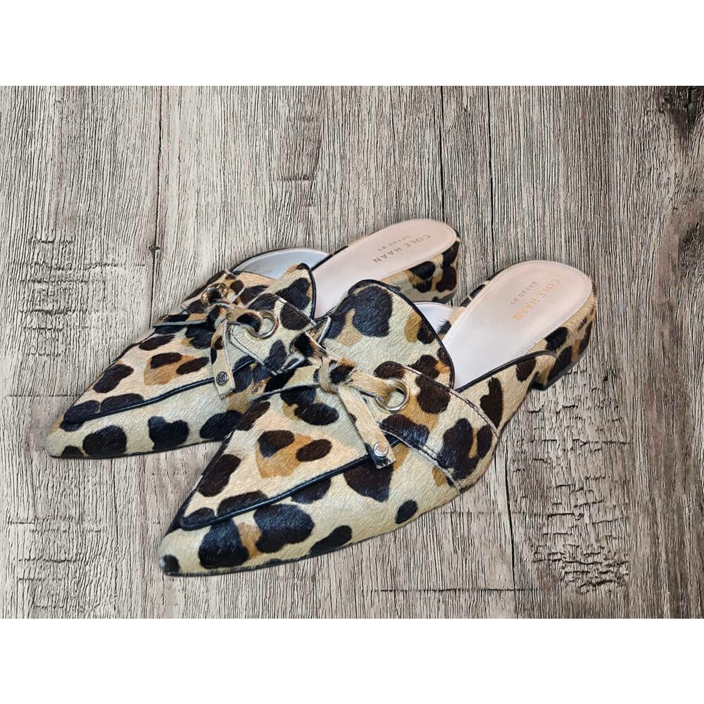 Cole Haan Cheetah print mules. Real fur. Size‎ 7.